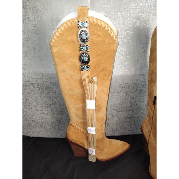 Jessica Simpson Lisabeth Fringe Tall Western Boots Sz 8.5M - Picture 4 of 11